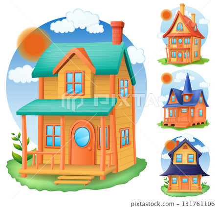 casual style house private building real estate cartoon stock vector illustration 131761106