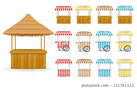 street traiding food stall cartoon stock vector illustration 131761123