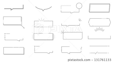 Text box callout text frame, border. Line simple set empty template for title, divider line design element. Banner, comic ribbon label element. Text box callout text frame, border. Line simple set empty template for title, divider line design element. Banner, comic ribbon label element. 131761133