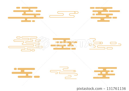 Asian gold cloud set Chinese and Japanese style. Golden traditional oriental. Tribal pattern. China ornament background for design prints.  131761136