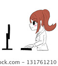 一個穿白大褂的女孩正在操作電腦 131761210