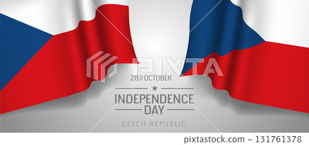 Czech Republic happy independence day greeting card, banner with template text vector illustration 131761378