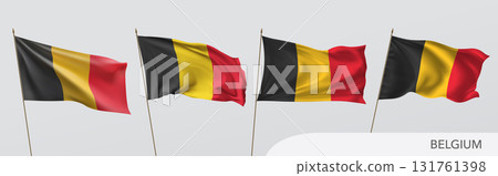 Set of Belgium waving flag on isolated background vector illustration 131761398