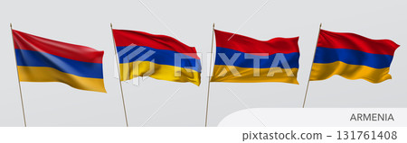 Set of Armenia waving flag on isolated background vector illustration Set of Armenia waving flag on isolated background vector illustration 131761408