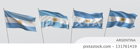 Set of Argentina waving flag on isolated background vector illustration Set of Argentina waving flag on isolated background vector illustration 131761419