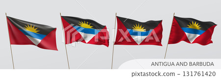 Set of Antigua and Barbuda waving flag on isolated background vector illustration Set of Antigua and Barbuda waving flag on isolated background vector illustration 131761420
