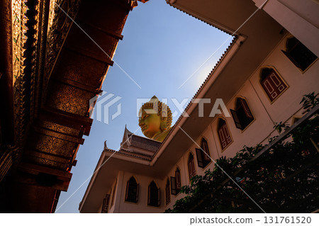 [Bangkok, Thailand] The golden Buddha statue of Luang Por Sod, Wat Pak Nam, seen from the cityscape 131761520