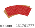 紅色和金色的日式圖案背景圖（Seigaiha 圖案）水彩風格 131761777