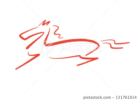 毛筆畫奔跑的馬剪影 2026 手繪插圖 毛筆畫奔跑的馬剪影 2026 手繪插圖 131761814
