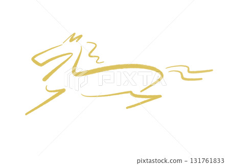 Brush-drawn running horse silhouette 2026 Hand-drawn illustration 131761833