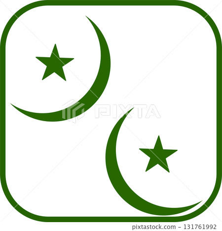 minimalist crescent and star illustration in emerald green with diagonal symmetry and clean vector composition minimalist crescent and star illustration in emerald green with diagonal symmetry and clean vector composition 131761992