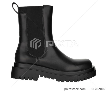 Black leather boot with chunky sole Black leather boot with chunky sole 131762002