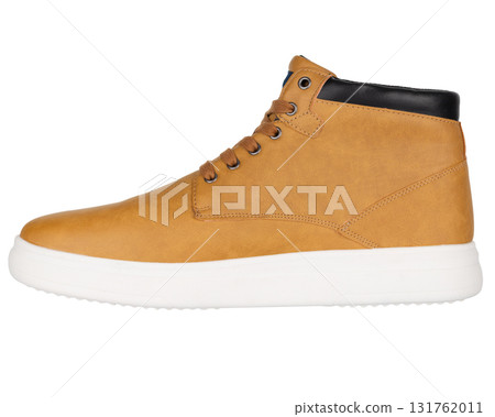 Brown mid top sneaker with white sole 131762011