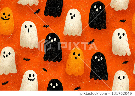 Minimalist style. Drawing style. Seamless Happy Halloween pattern. 131762049