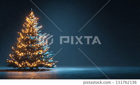A realistic photo of a glowing Christmas tree with decorations, minimalist and Clean background A realistic photo of a glowing Christmas tree with decorations, minimalist and Clean background 131762136