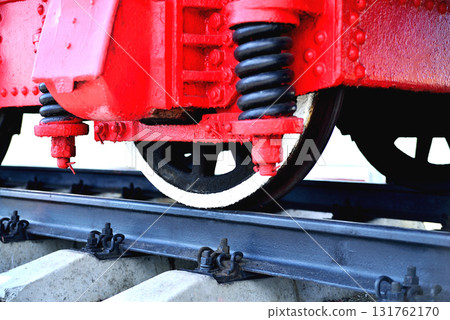 Part of the old railway locomatine standing on the rails Part of the old railway locomatine standing on the rails 131762170
