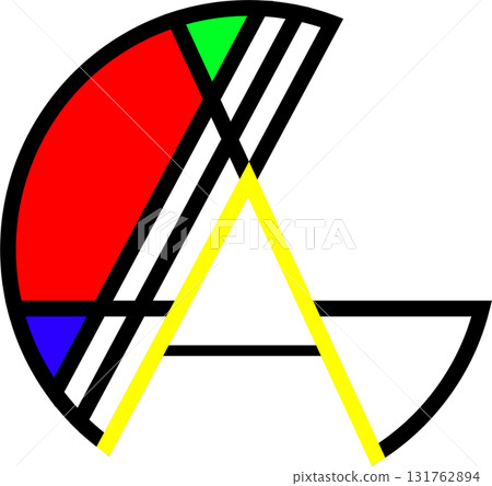 abstract circular logo with segmented geometric shapes and bold yellow letter A abstract circular logo with segmented geometric shapes and bold yellow letter A 131762894