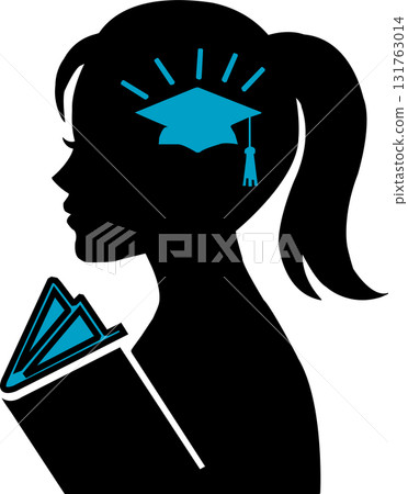 education and travel icon showing graduation cap and paper airplane inside human head silhouette education and travel icon showing graduation cap and paper airplane inside human head silhouette 131763014