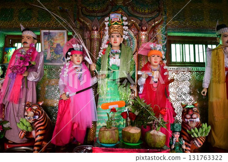Myanmar, Mount Popa, sacred place of the indigenous religion Nat Ganesh, Taung Kalat, Nat Ganesh 131763322