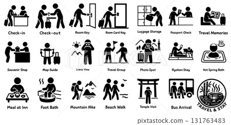 Travel and Stay Pictogram Set 131763483
