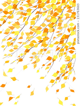 Autumn Background with Birch Branches in Wind. Autumn Background with Birch Branches in Wind. 131763683