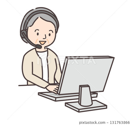 Smiling senior woman working on a computer 131763866