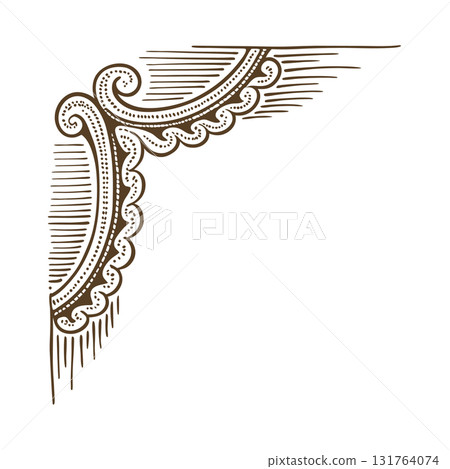Elegant vintage corner ornament victorian flourish frame decoration, hand drawn antique border design element, AI Generative 131764074