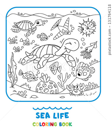Sea theme. Turtle coloring book. Kids vector 131764118