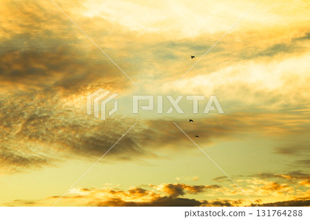 生動的日落天空和奇妙的雲彩圖案 131764288