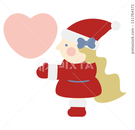Cute girl Santa Claus giving a heart Cute girl Santa Claus giving a heart 131764372