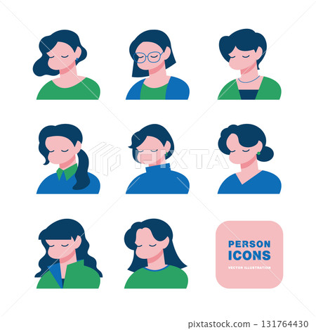 Simple illustration material of a woman's upper body Simple illustration material of a woman's upper body 131764430