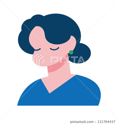 Simple illustration material of a woman's upper body Simple illustration material of a woman's upper body 131764437