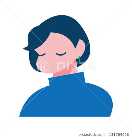 Simple illustration material of a woman's upper body Simple illustration material of a woman's upper body 131764438