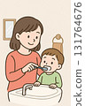 Illustration of a baby who dislikes baby food 131764676