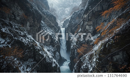 A fantasy of winter valleys and waterfalls 131764690