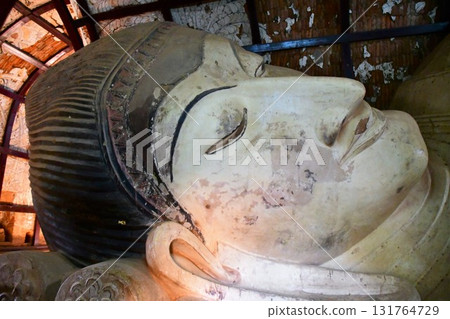 Myanmar, Bagan, Sinbinthalyaung, Reclining Buddha, Head Myanmar, Bagan, Sinbinthalyaung, Reclining Buddha, Head 131764729
