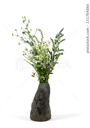 Vase with flowers on a white background. Vase with flowers on a white background. 131764860