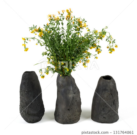 Vase with flowers on a white background. 131764861