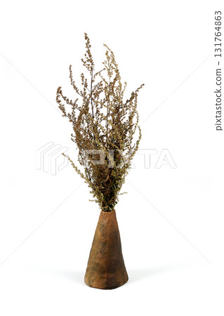 Vase with flowers on a white background. 131764863