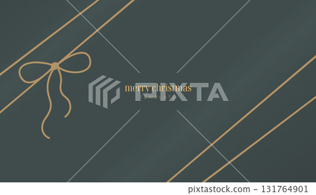 Line elegant minimalist Merry Christmas banner gift box with ribbon. Cute thin golden decorative vector card, poster with bow. Line elegant minimalist Merry Christmas banner gift box with ribbon. Cute thin golden decorative vector card, poster with bow. 131764901