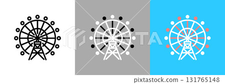 摩天輪彩色和單色圖示集 131765148