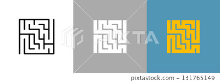 Maze color and monochrome icon set Maze color and monochrome icon set 131765149