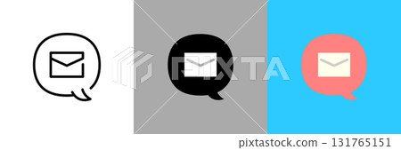 Email speech bubble color and monochrome icon set 131765151