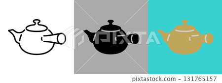 茶壺彩色和單色圖示集 茶壺彩色和單色圖示集 131765157