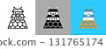 日本城堡顏色和單色圖示集 131765174