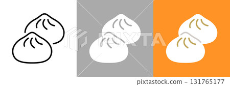Meat bun color and monochrome icon set 131765177