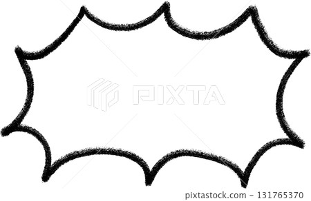 A spiky speech bubble with black crayon touches 131765370