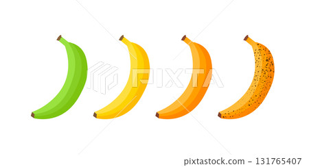Banana ripening stages showing fruit aging process Banana ripening stages showing fruit aging process 131765407