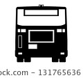 Black and white silhouette of a route bus seen from behind 131765636