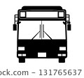 Black and white silhouette of a route bus seen from the front 131765637